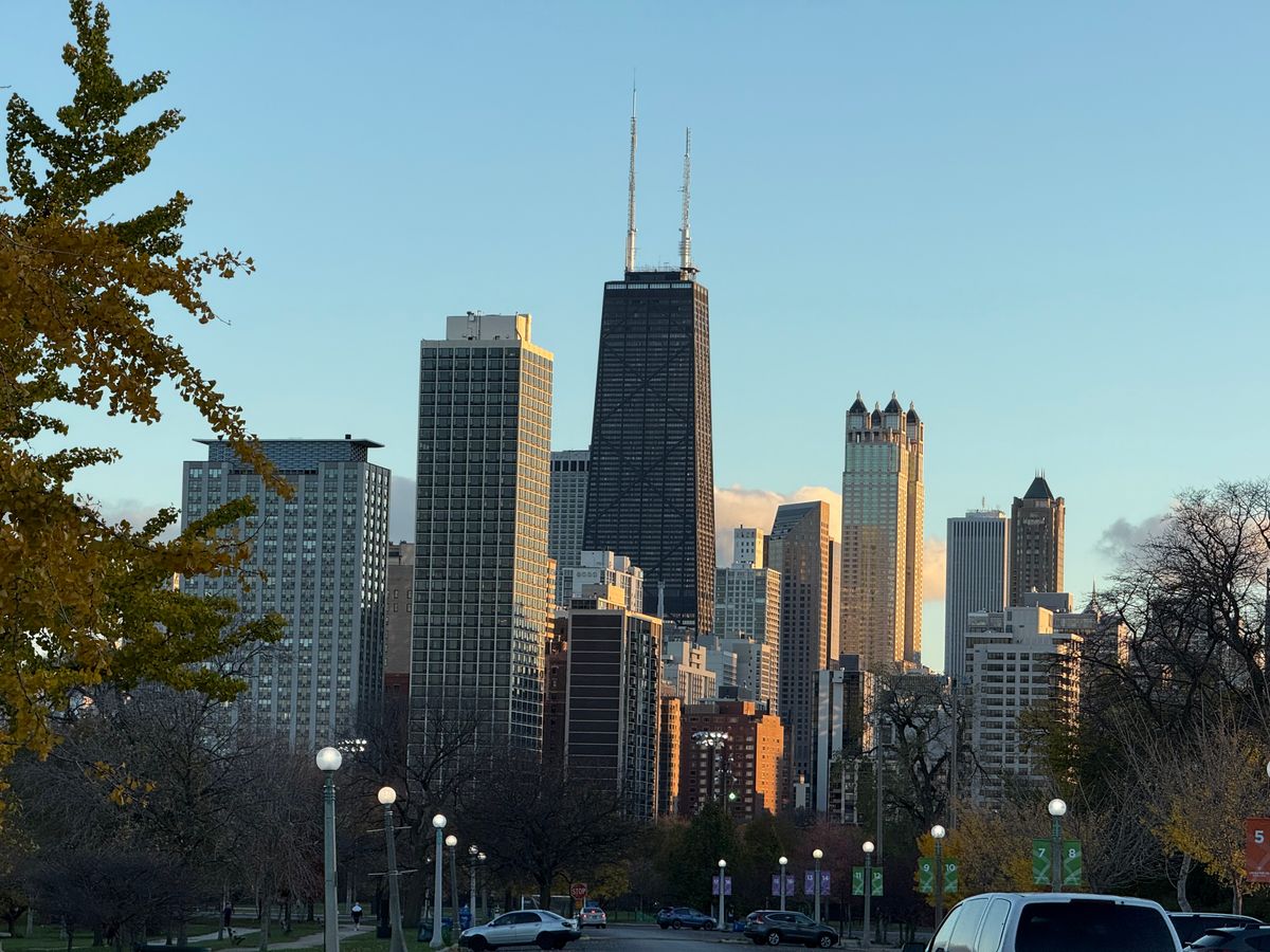 Chicago skyline at golden hour
