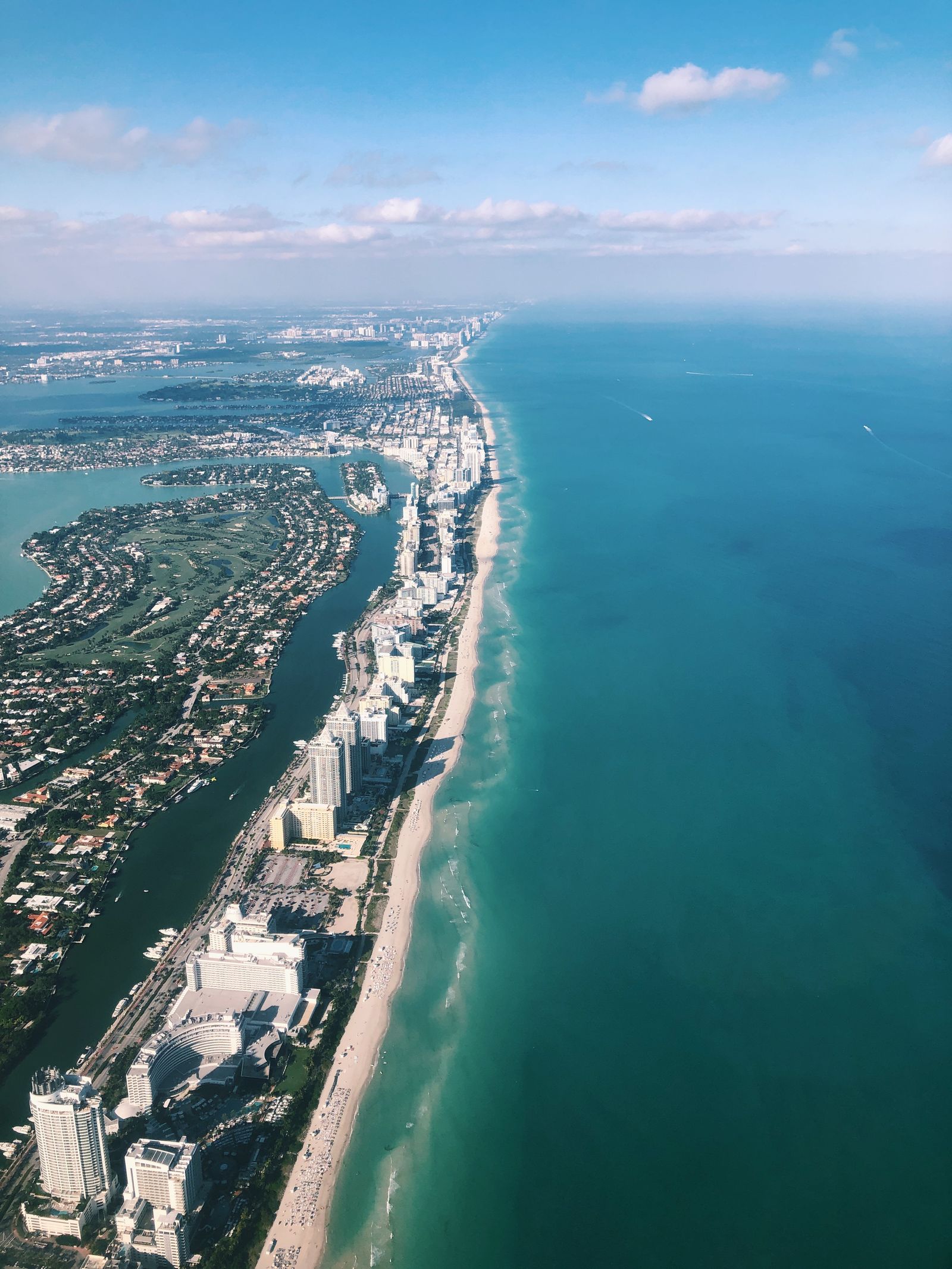 Aerial view of Miami Beach and the Atlantic coastline