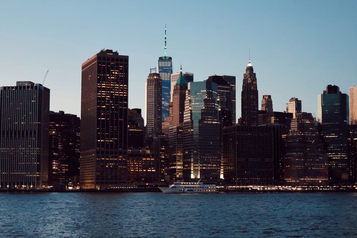 Manhattan skyline at sunset, New York